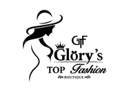 Logo of Glory's Top Fashion Boutique with a silhouette of a woman wearing a  hat.